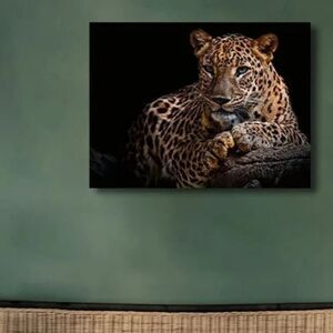 At Home Leopord Print Canvas Wall Decor